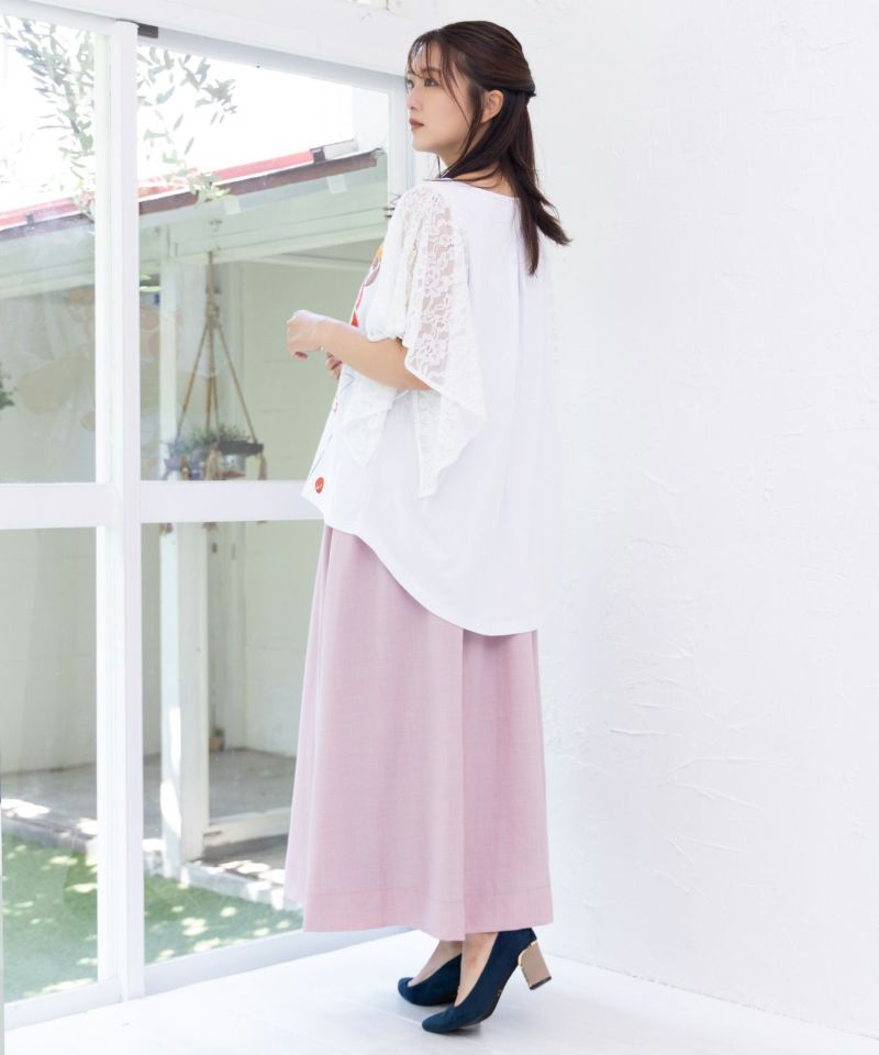 フルーティな女の子 レース袖切替Tシャツ-20