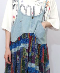 152701：スカラー総柄デニム切替キャミワンピの通販-ScoLar
