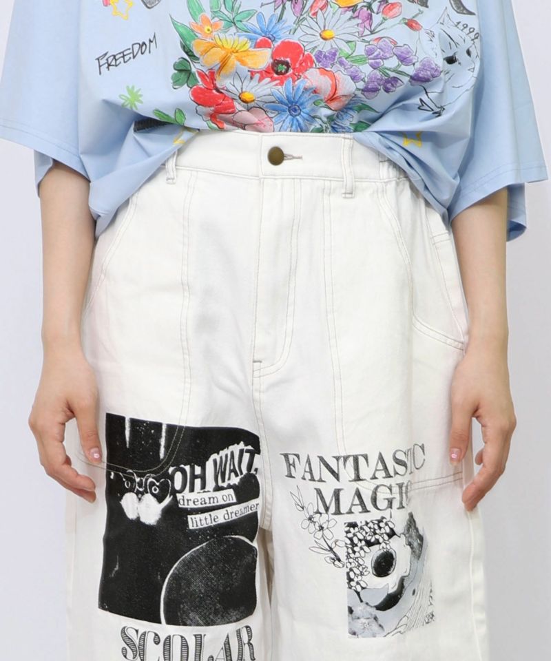ラクガキ・コラージュ柄 2柄展開デニムパンツ-25