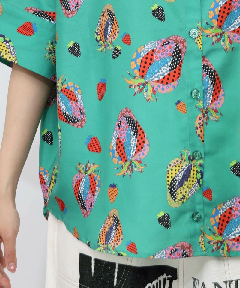 スカラー 25周年 総柄シャツ カラフル M 152696：キノコ・POP・イチゴ柄 3柄展開シャツの通販-ScoLar