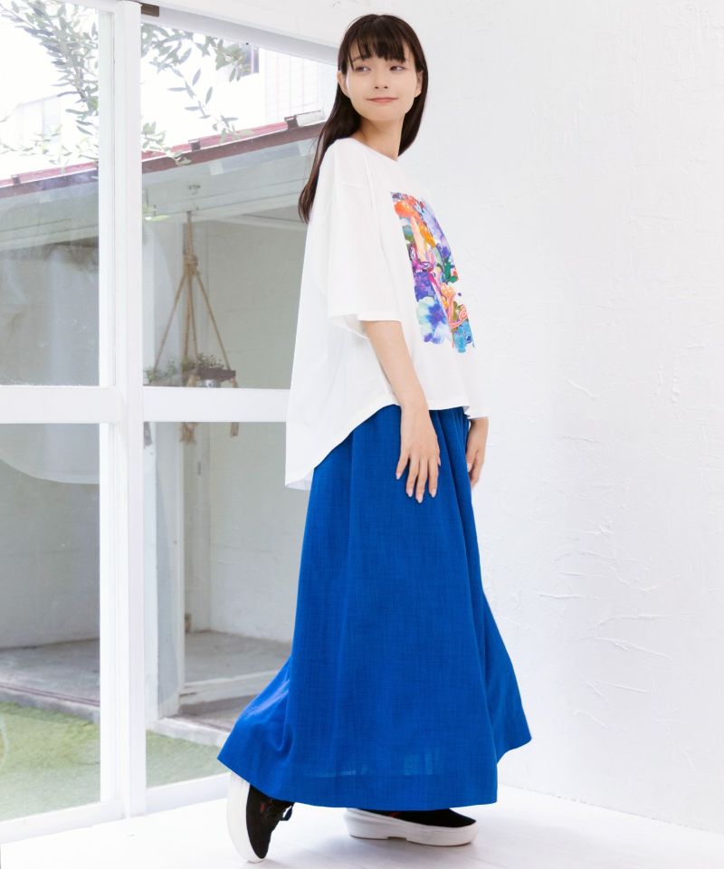 ネコ花キノコ柄 接触冷感Tシャツ-3