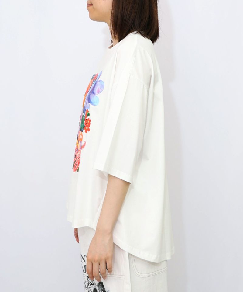ネコ花キノコ柄 接触冷感Tシャツ-9