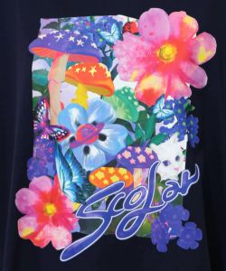ネコ花キノコ柄 接触冷感Tシャツ-23