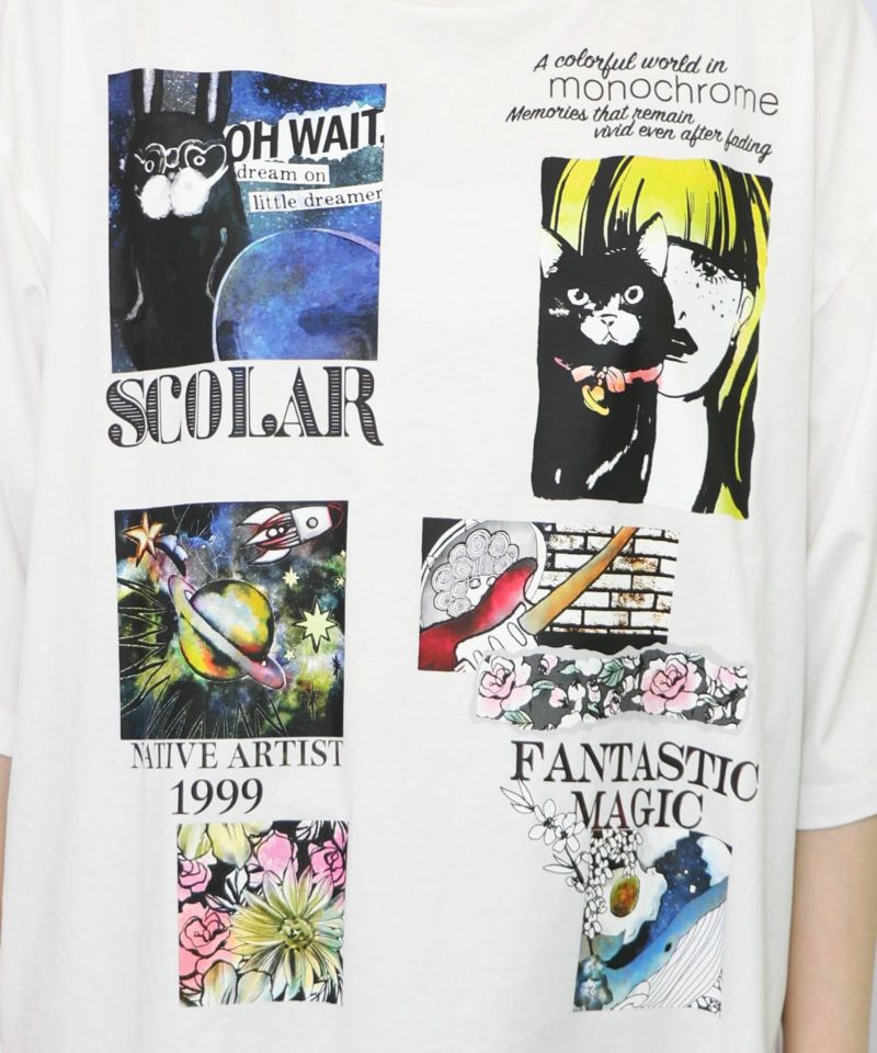 コラージュ柄 接触冷感Tシャツ-10