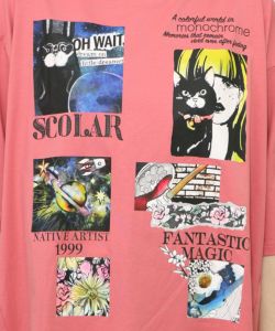 コラージュ柄 接触冷感Tシャツ-14