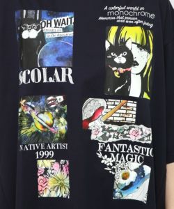 コラージュ柄 接触冷感Tシャツ-22