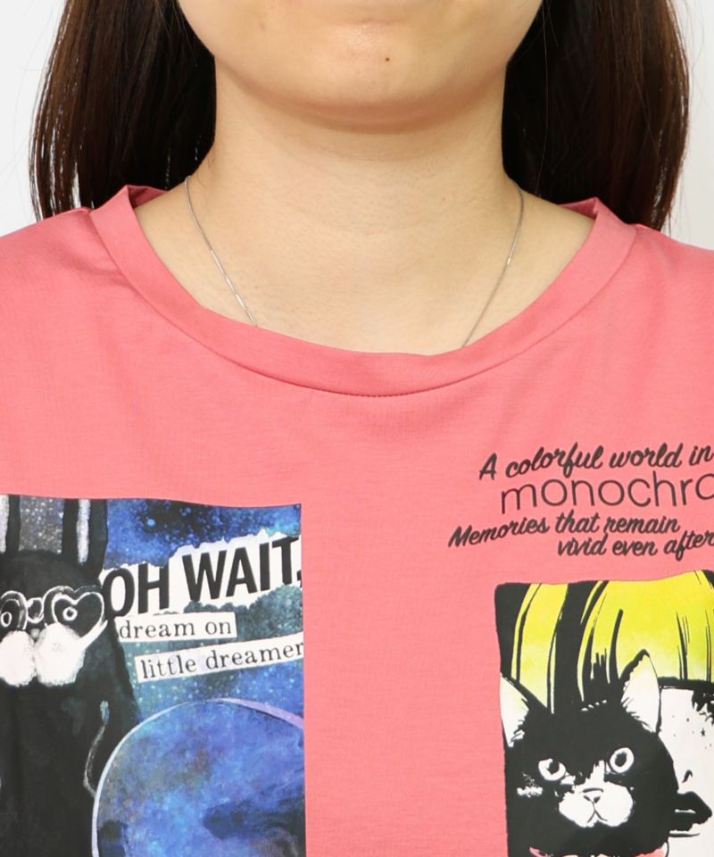 コラージュ柄 接触冷感Tシャツ-23