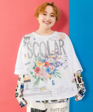 552228：海辺のティータイム柄 切替プルオーバーの通販-ScoLar