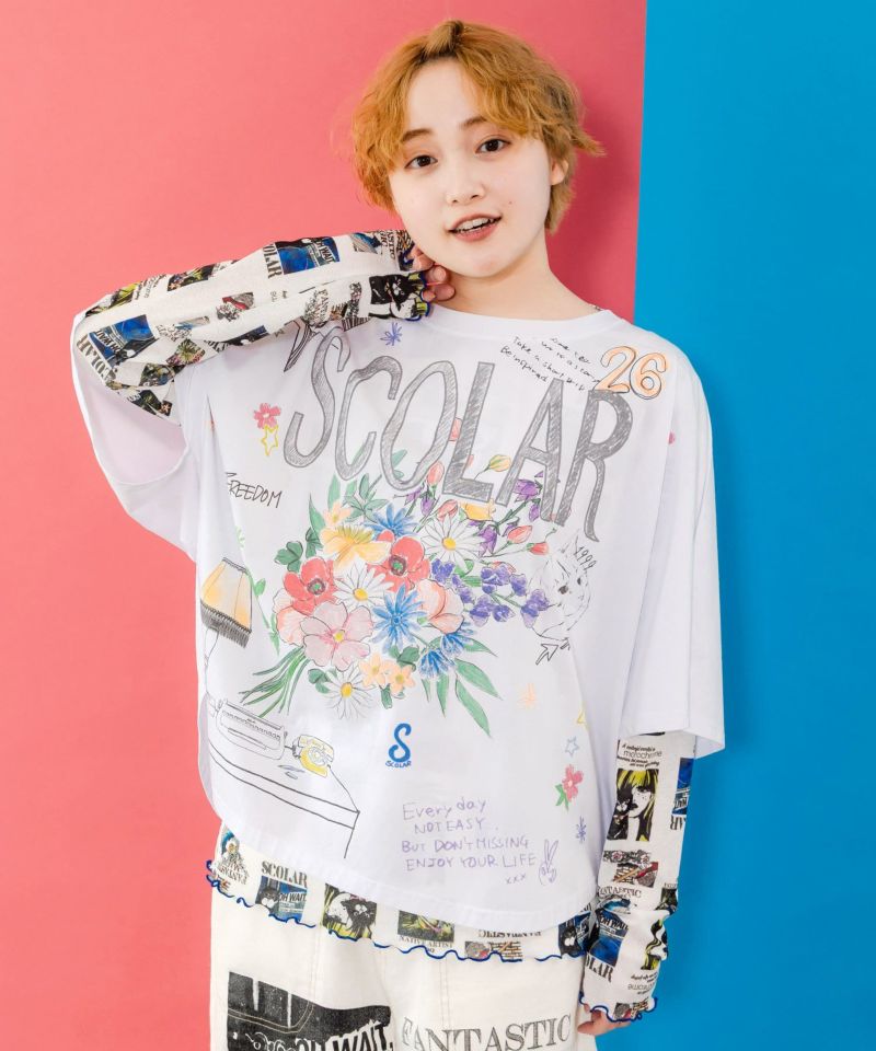 スカラーロゴ花束柄 接触冷感プルオーバー-2
