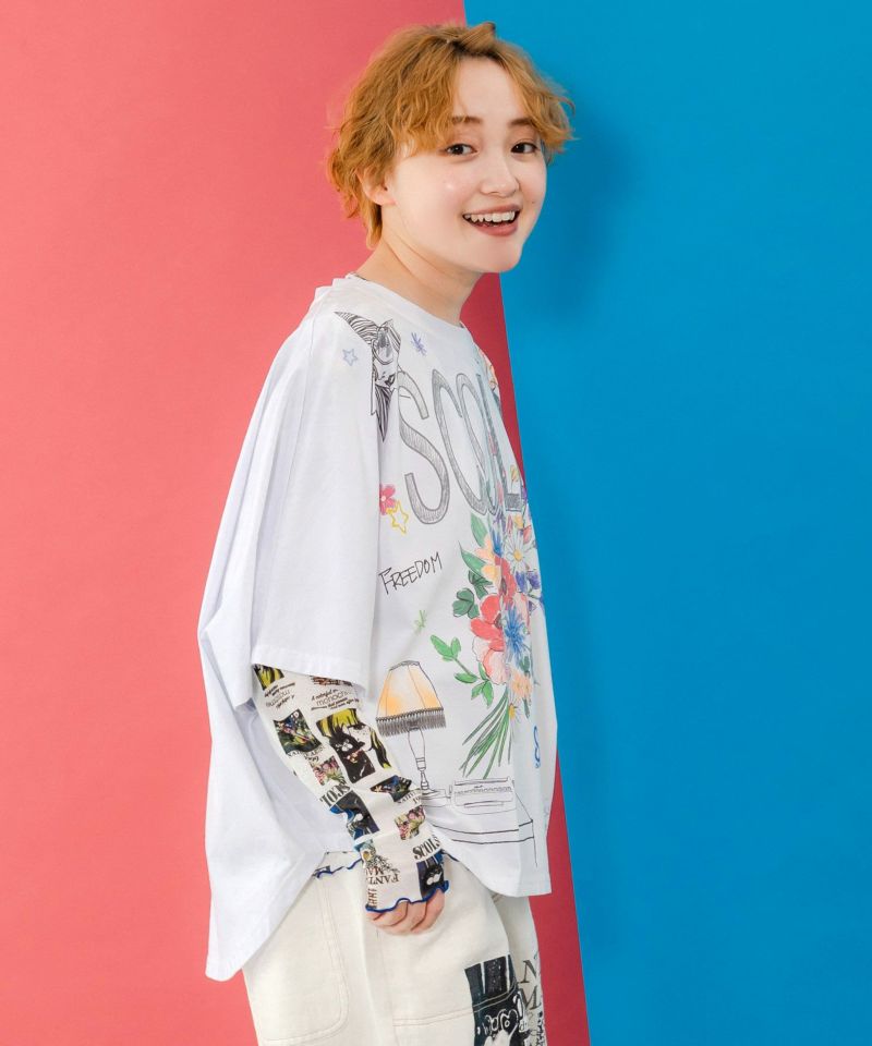 スカラーロゴ花束柄 接触冷感プルオーバー-5