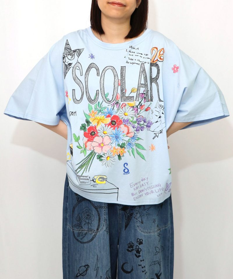 スカラーロゴ花束柄 接触冷感プルオーバー-16