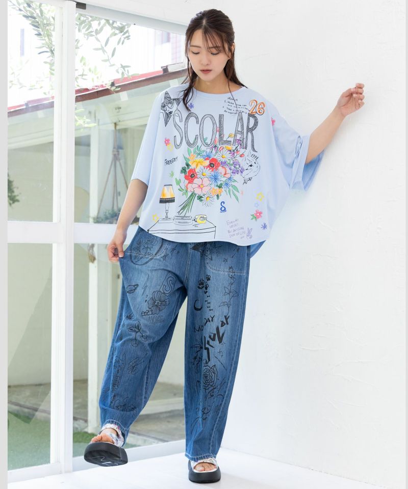 スカラーロゴ花束柄 接触冷感プルオーバー-25