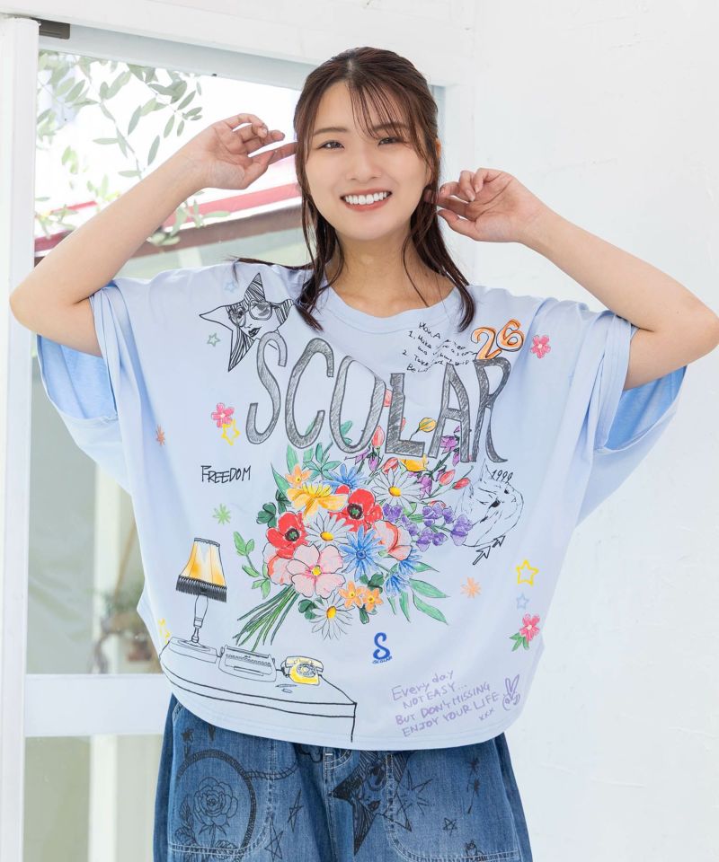 スカラーロゴ花束柄 接触冷感プルオーバー-26