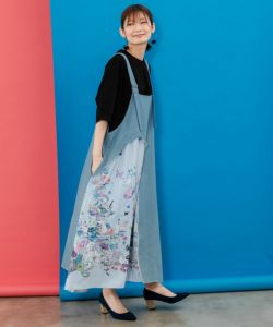 イズスカラー アート花柄切替デニムワンピース(みかんさま専用) 152701：スカラー総柄デニム切替キャミワンピの通販-ScoLar