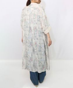イズスカラー　552252：マーメイドのお部屋柄 総柄前開きワンピース iS ScoLar ワンピース is イズ スカラー 552252 マーメイドの