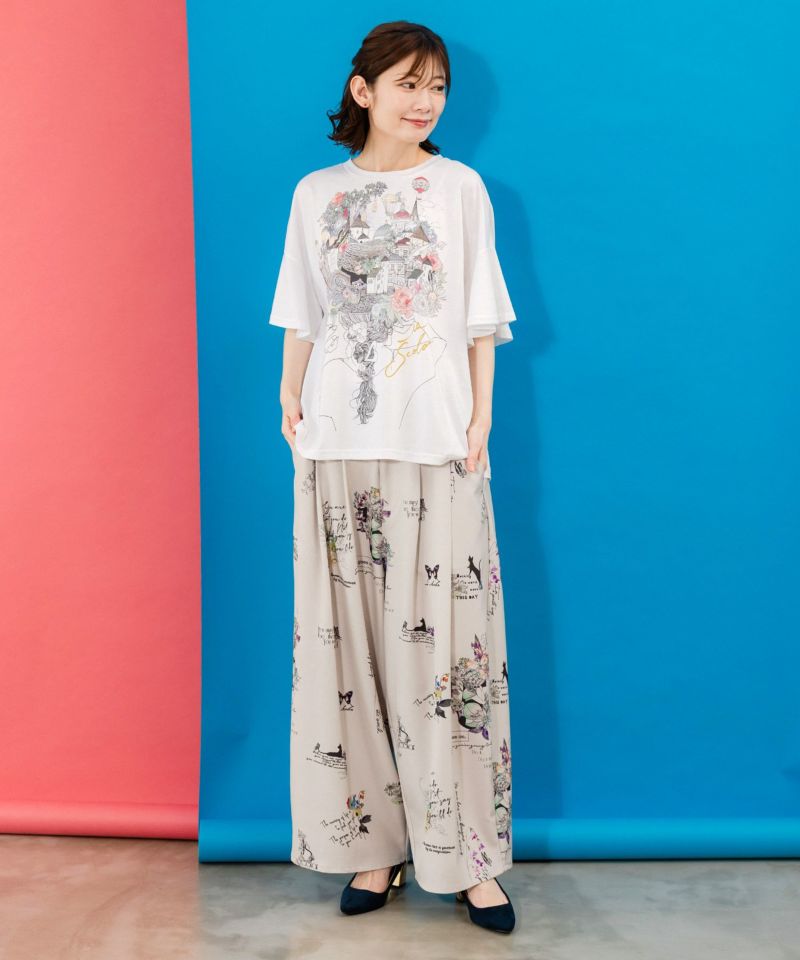 ベネツィア帽子柄フレアTシャツ-2