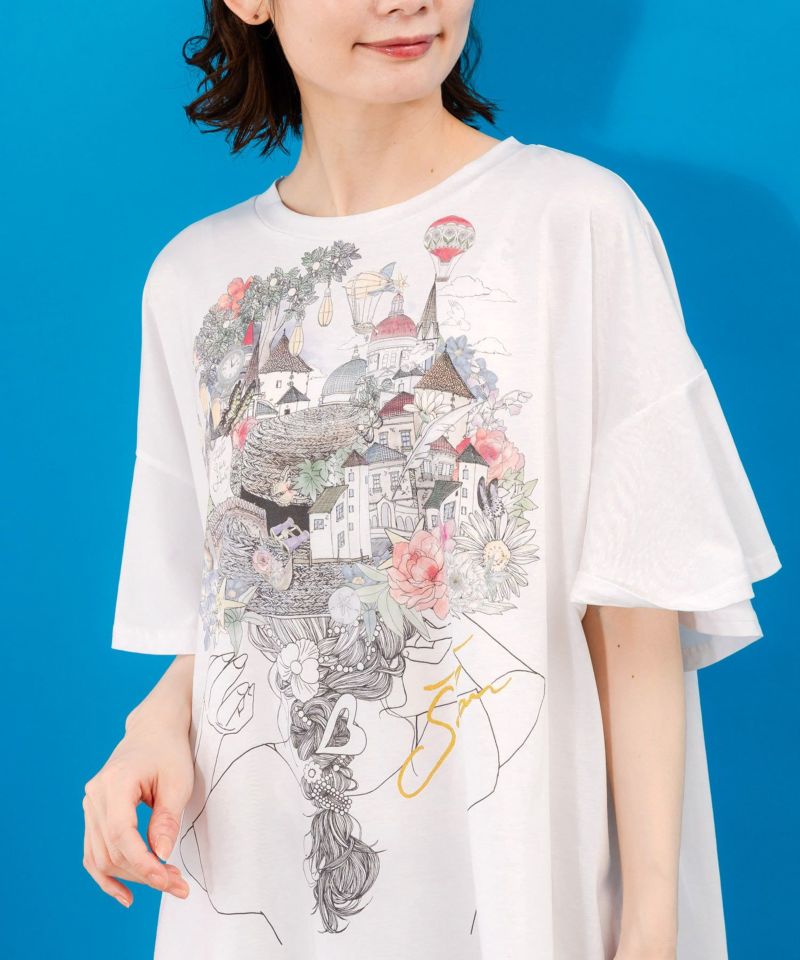 ベネツィア帽子柄フレアTシャツ-4