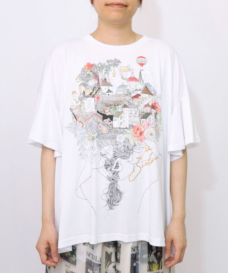 ベネツィア帽子柄フレアTシャツ-7