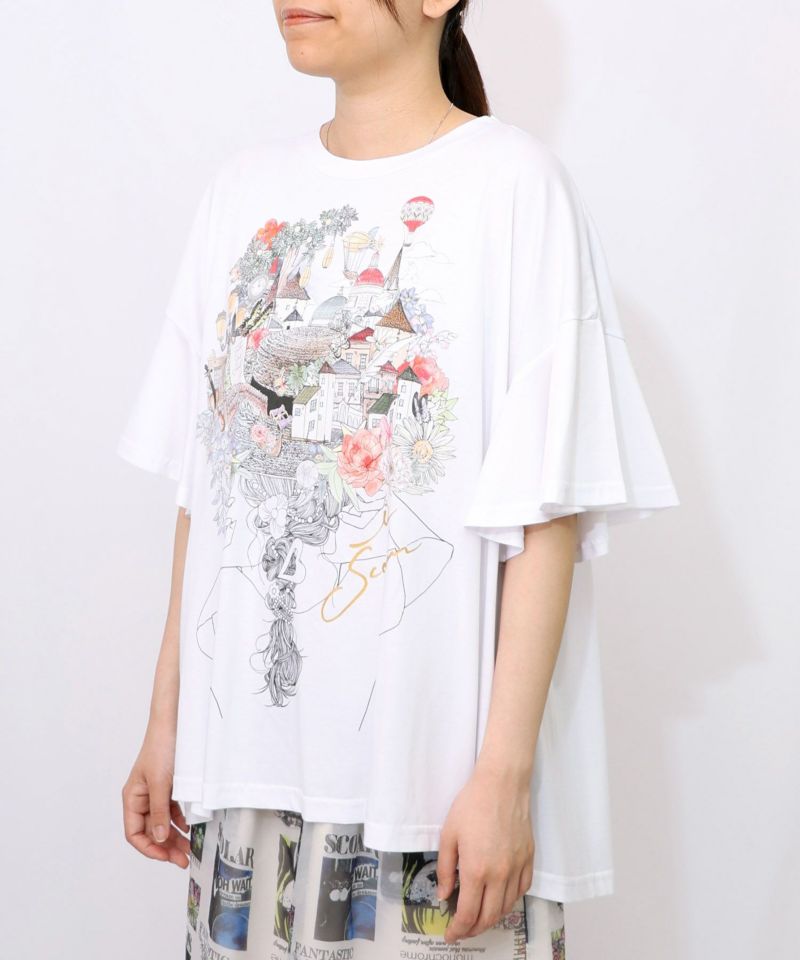 ベネツィア帽子柄フレアTシャツ-8