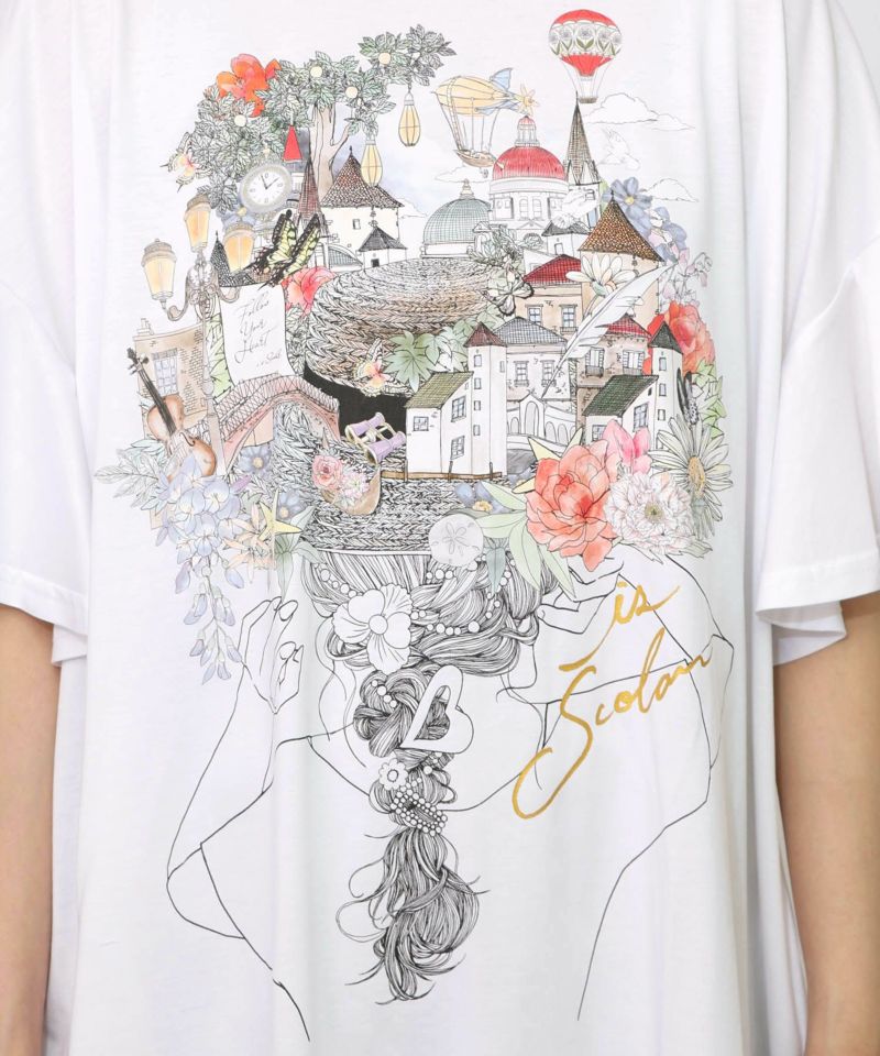 ベネツィア帽子柄フレアTシャツ-10