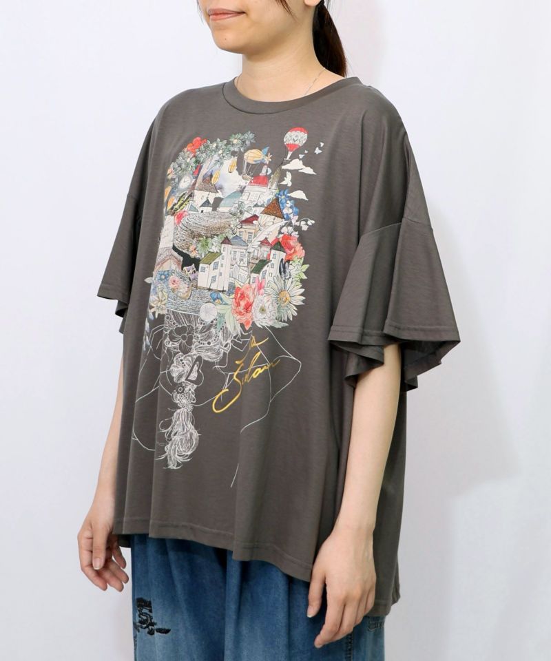 ベネツィア帽子柄フレアTシャツ-12