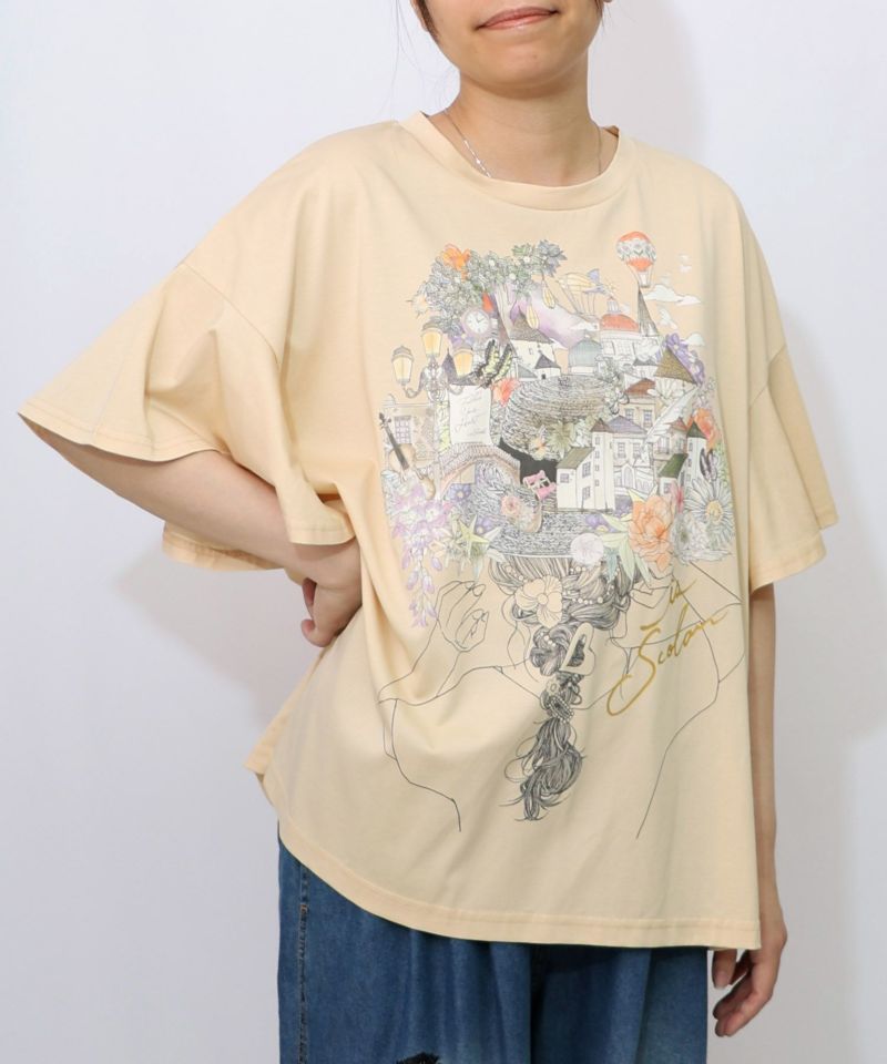 ベネツィア帽子柄フレアTシャツ-15