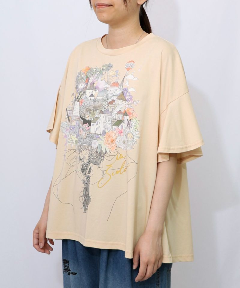 ベネツィア帽子柄フレアTシャツ-16