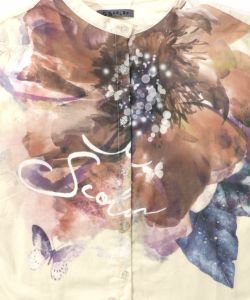 大輪の水彩花柄シャツ-10