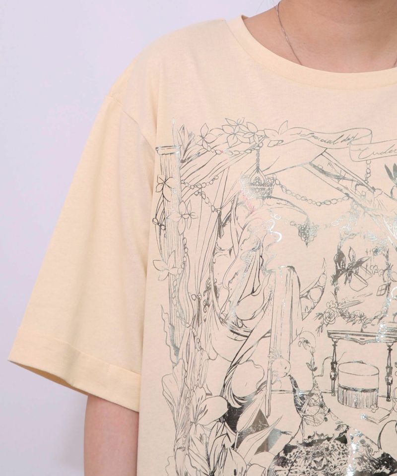 マーメイドのお部屋 箔プリントレース付きワンピース-21