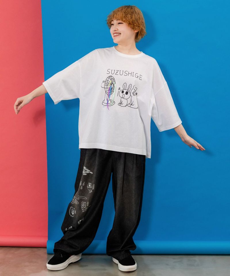 クマとウサギと扇風機Tシャツ-2