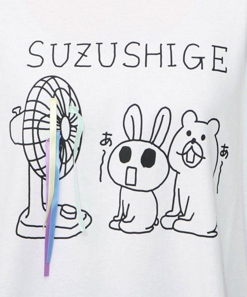 クマとウサギと扇風機Tシャツ-9