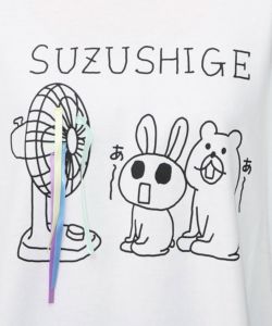 クマとウサギと扇風機Tシャツ-9
