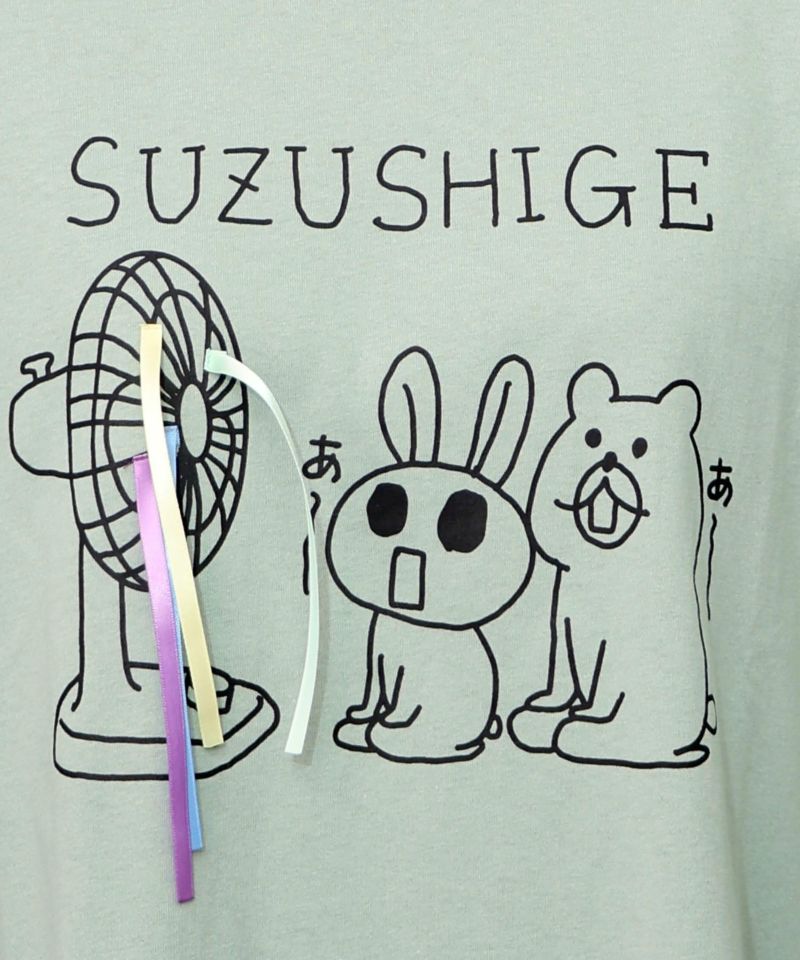 クマとウサギと扇風機Tシャツ-17