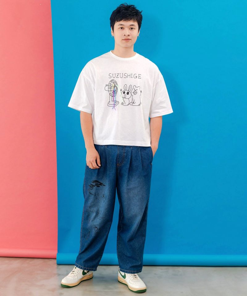 クマとウサギと扇風機Tシャツ-19
