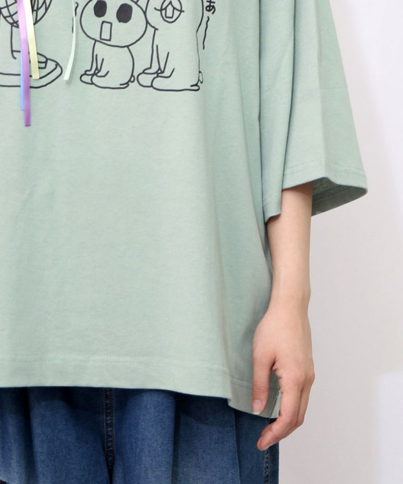 クマとウサギと扇風機Tシャツ-25