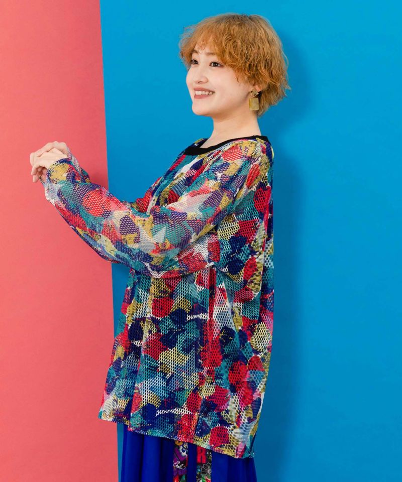 タンクトップ付 花柄メッシュプルオーバー-4