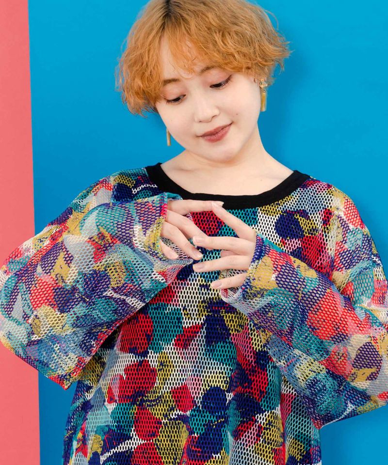 タンクトップ付 花柄メッシュプルオーバー-6
