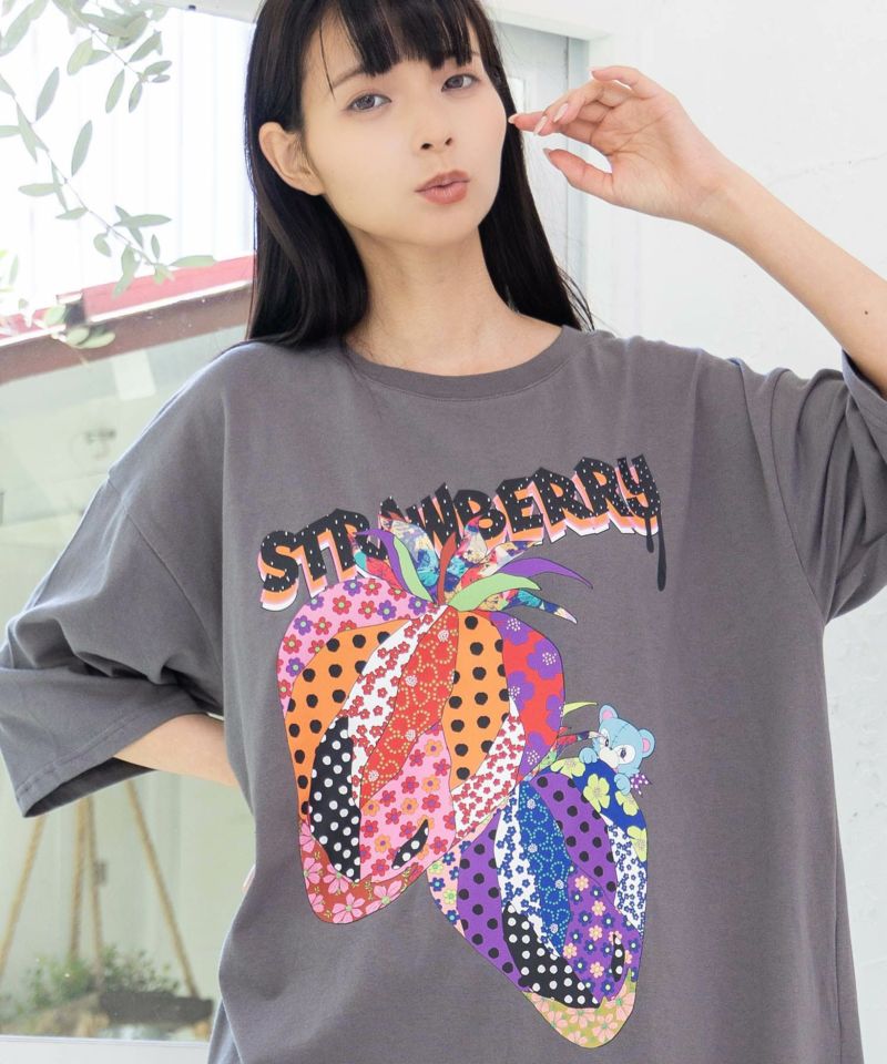 イチゴ柄メッシュ切替ワンピ-31