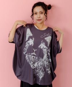 蝶々です。新品、アルベロベロのカラフル花柄長袖ハイネックチュニック n12126-m.jpg