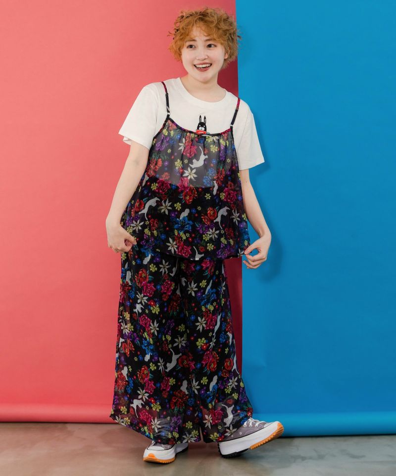 アート・ネコ花柄 2柄展開シアーパンツ-2