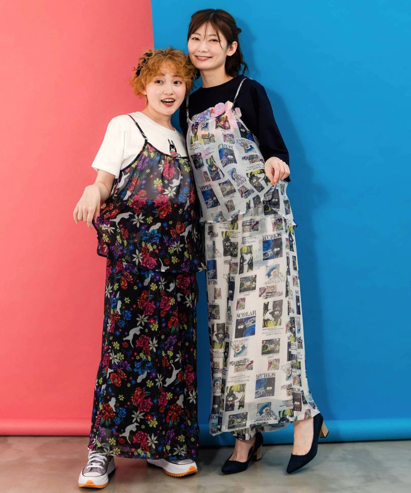 アート・ネコ花柄 2柄展開シアーパンツ-7