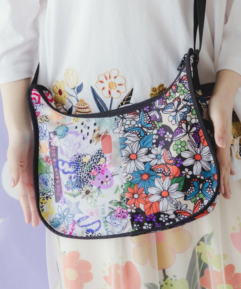 tシャツ 652442：ネコ花柄 切替ショルダーバッグ レディース 652442：ネコ花柄 切替ショルダーバッグの通販-ScoLar
