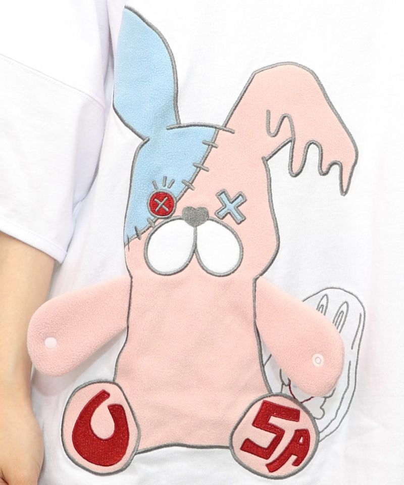 ハグしてくれるウサギぬいアップリケTシャツ-14