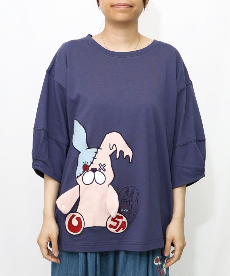 ハグしてくれるウサギぬいアップリケTシャツ-19