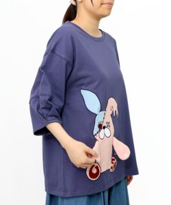 スカラー　scolar 152764：ハグしてくれるウサギぬいアップリケTシャツ スカラー scolar 152764：ハグしてくれるウサギぬいアップリケT