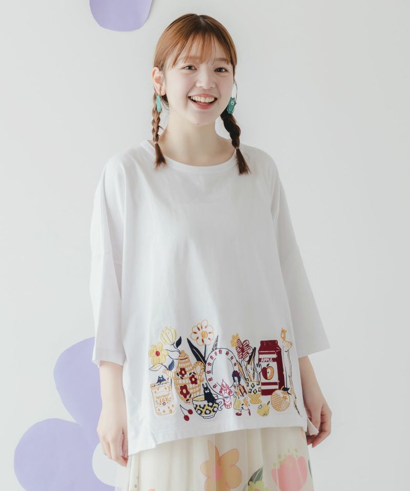 キッチンのこびと柄 刺繍プルオーバー-1