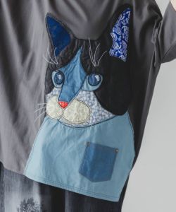 ScoLar 152760：ネコ柄デニムアップリケチュニック 152760：ネコ柄デニムアップリケチュニックの通販-ScoLar
