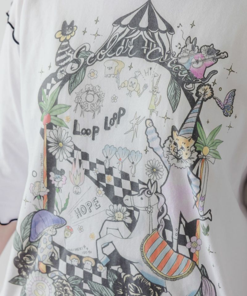 サーカス風柄のメローTシャツ-6