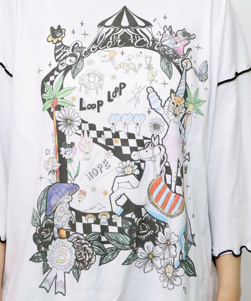 サーカス風柄のメローTシャツ-10