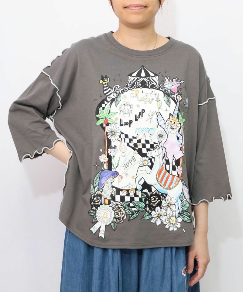 サーカス風柄のメローTシャツ-11